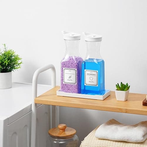 Laundry Detergent Dispenser,Laundry Soap Dispenser,Laundry Detergent Container,35OZ Fabric Softener Dispenser with Tray,Liquid Laundry Detergent Dispenser, Laundry Room Organization,Extra 4 Labels thumbnail 2