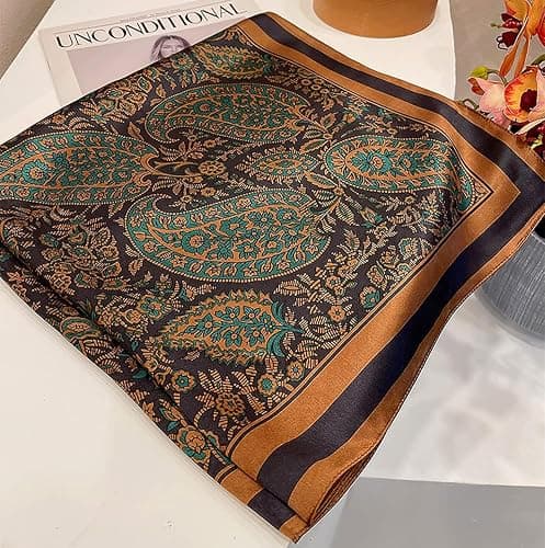 JERLA 100% Pure Mulberry Silk Square Scarf for Hair-27''x27'' Women Men Natural Silk Neckerchief Headscarf thumbnail 2