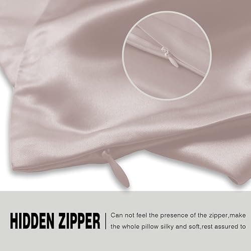Mulberry Silk Pillowcase for Hair and Skin Standard Size 20"X 26" Pillow Case with Hidden Zipper Soft Breathable Smooth Cooling Silk Pillow Covers for Sleeping (Lotus Root Pink,Standard,1Pcs) thumbnail 4