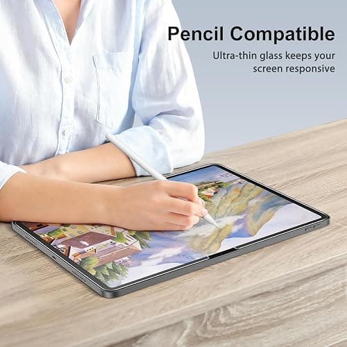 SPARIN Screen Protector for iPad Pro 13 inch M5/M4(8th/7th Generation,2025/2024), 2 Pack HD Clear 9H Tempered Glass Film with Face ID & Apple Pencil Pro Compatible, High Sensitivity Case Friendly thumbnail 8