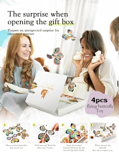 First 5 Year Keepsake Baby Memory Book for Girls and Boys, A Milestone Baby Books for Baby Shower, Gender Neutral Baby Items Baby Photo Albums, Baby Gifts for Gender Reveal, 4 Flying Butterfly thumbnail 2