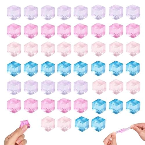 50 Pcs Stress Squishy Cube, Fidget Cube, Ice Cube Shape Fidget Toy, Squishy Cube, Squishes, Ice Cube Squishy For Relaxation And Focus, Boys Girls Birthday Gift Classroom Prizes Party (Random Color) - Image 1