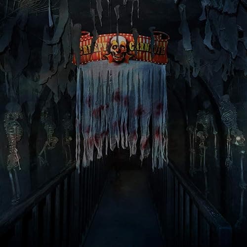Kesoto Clown Halloween Decorations Bloody Doorway Curtain Creepy Carnival Door Curtain Decoration, 54 x 38 in thumbnail 4