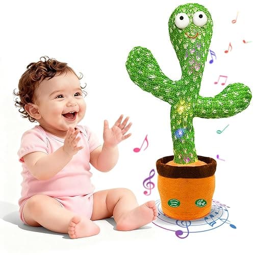 Hunfur Interactive Baby Toys Dancing Talking Cactus Toy,Funny Gift for Infant, Singing Record Repeat What You Say Light Up Toy for Toddler Boy Girl (Volume Adjustment) - Image 1