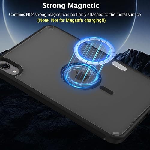 Telaso for iPad mini 7 A17 Pro 2024/iPad Mini 6 2021 8.3 Inch iPad mini 7th/6th Gen Magnetic Case, Translucent Matte Back Soft TPU Bumper Military Grade Protective Case for iPad mini 7/Mini 6, Black thumbnail 3