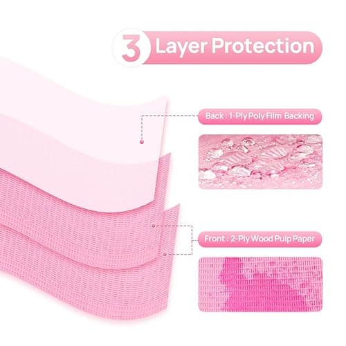 JMU 125 Pack Dental Bibs, Pink Dental Bibs Disposable 3-Ply, 13" x 18" Patient Bibs Medical Tray Covers thumbnail 2
