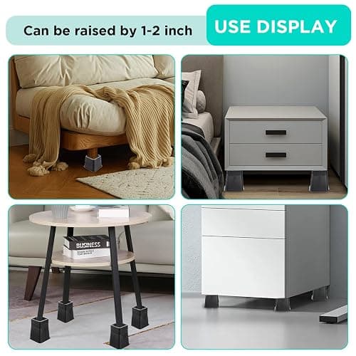 mekueeex Bed Riser Heavy Duty, Adjustable Furniture Risers 3,4,5,6,7 inch, L Shape Bed Lifts Risers for Table Legs, Couch, Sofa, Desk, Cabinet Leg Frames(Black,3-7 inch) thumbnail 7