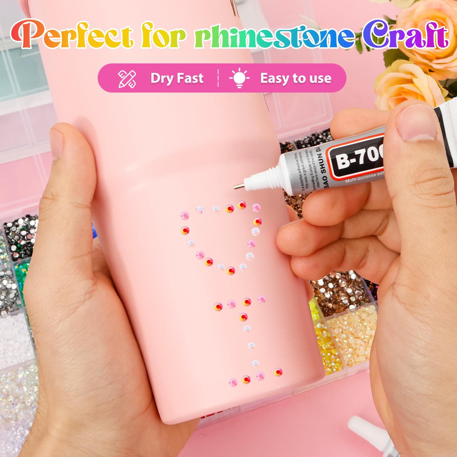 18000/32000/45000 PCS Resin Jelly Rhinestones with Tweezers,Mixed-Color 3mm Flatback Gems, Bedazzling Crystal for DIY Crafts Clothing Tumblers Mugs Shoes Fabric Nail Art for Crafting, Varied Shape (40 colors with 2× Pickup Tool) thumbnail 8