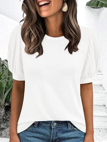 AUTOMET Womens Summer Short Sleeve Sweater Dressy Business Casual Blouses 2026 thumbnail 6
