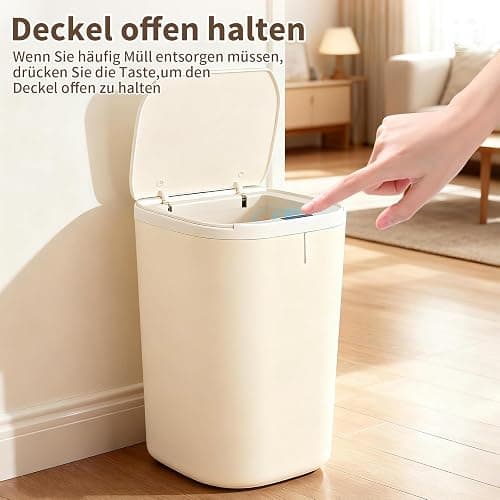 SternSinn 20L Mülleimer mit Sensor, Elektrischer Mülleimer mit Deckel, Automatisches Öffnen und Schließen, Wasserdicht, für Schlafzimmer, Badezimmer, Küche, Büro (Weiß) thumbnail 6
