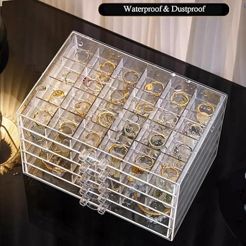 SPAKOWN Earring Organizer, Acrylic Jewelry Holder Organizer with 5 Drawers Stackable Earring Storage Case Jewelry Boxes for Women (Clear) thumbnail 4