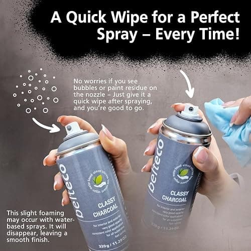 BELTECO Midnight Black Matte Spray Paint | Water based & Odorless | Eco-Friendly & Vegan | Weather & UV-Resistant | For all Substrates | Fast Drying with High Coverage | For Indoor/Outdoor Use thumbnail 5