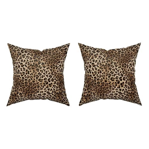 Granbey Brown Leopard Throw Pillow Cover - 2 Pcs Cheetah Pillow Case 22x22 inch Cotton Soft Animal Print Pillows Covers Decorative Cushion Cover for Home Couch Bed Sofa Double Side Printed thumbnail 6
