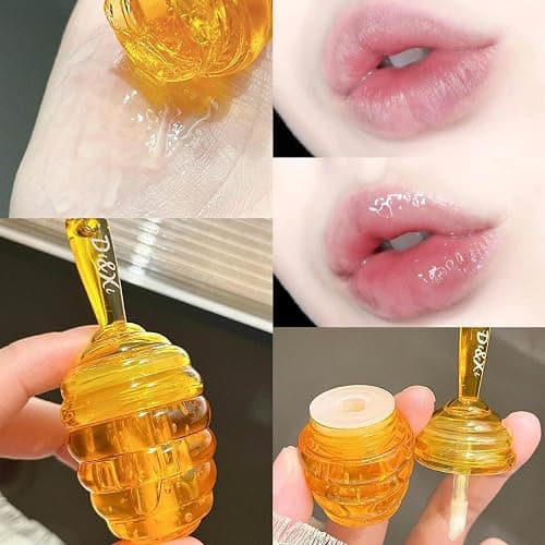 2PCS Small Peach & Honey Lip Oil & Mask: Moisturizing Day & Night Lip Sleeping Masks, Scrubs & Exfoliator thumbnail 2