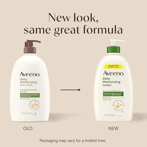 Aveeno Daily Moisturizing Body Lotion for Normal to Dry Skin, Moisturizer with Soothing Prebiotic Oat, Non Greasy, Non Comedogenic, Fragrance Free Body Lotion for Women & Men, 18 Fl Oz thumbnail 2