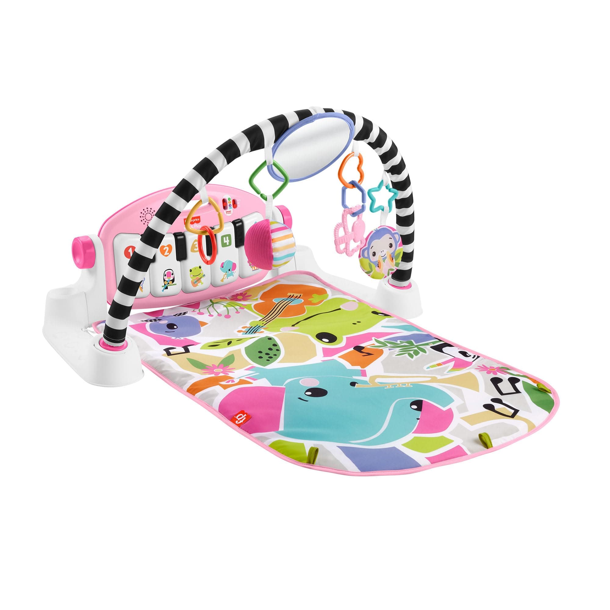 Fisher-Price Baby Activity Mat Glow and Grow Kick & Play Piano Gym, Portable Musical Toy with Smart Stages Learning, Ages 0+ Months, Pink, Queens English Version - Image 1