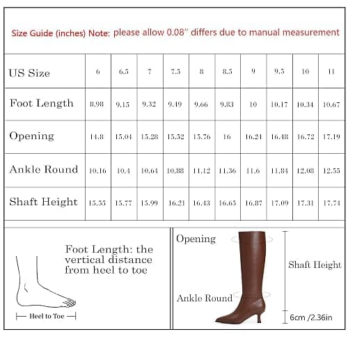 Modatope Knee High Boots Kitten Low Heel Faux Leather Pointed Toe Side Zipper Fall Long Tall Boots for Women thumbnail 7