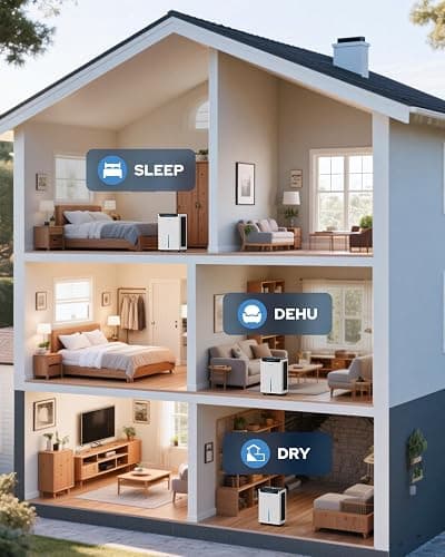 GoGuess 1600 Sq.ft Dehumidifier for Basement - 21 Pints, Drain Hose & Humidity Control Large Room Dehumidifiers for Home, RV, Bathroom, Bedroom - 3 Modes & 24H Timer White thumbnail 5