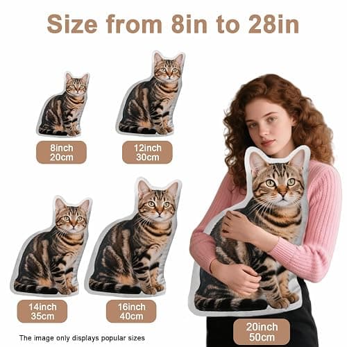 Wucidici Custom Pet Pillow with Picture, Personalized Photo Dog Cat Face Shaped Pillow, Customized Stuffed Animal Pictures Pillows Memorial Loss Sympathy Gifts - 12" thumbnail 5
