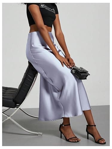SHENHE Women's Satin Maxi Skirts High Waisted A Line Long Skirts Elegant Office Skirts thumbnail 5