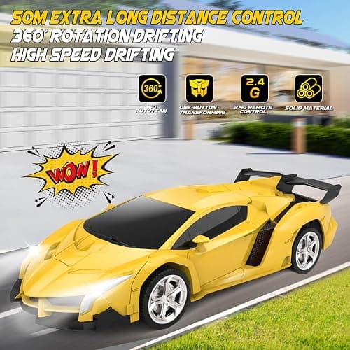 Britik Transform Remote Control Car Toy for Kids 4 5 6 7 8, Remote Control Car for Boys 4-7, Transform Cars for Boys 4-6, Toy Car 5 Year Old Boy, Toys for 3 4 5 6 7 8 9 10 11 12 Years Old Boy thumbnail 7