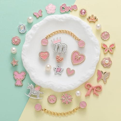 30,50pcs Pink Bling Random Shoe Charms for Girls Women Cute Pearl Butterfly Flower Chains Shoes Accessories Decorations for Clog Sandals Birthdays Party Favors Decorations Gifts thumbnail 4