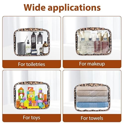 Clear Makeup Bags with Zipper, TSA Approved Travel Toiletry Bag, 3-Pack (Large, Small & Mini) Clear Cosmetic Bag, Waterproof Make Up Bag for Women, Car Bag Organizer & Car Organization Essentials thumbnail 7