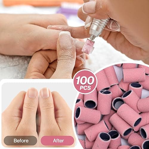 MelodySusie 100 Pcs Nail Drill Bits Sanding Bands for Nail Drill 180 Fine Grit Nail File Sanding Bands for Acrylic Nails Gel Manicures and Pedicure thumbnail 6