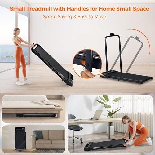 Walking Pad Treadmill with Handles, Folding Foldable Electric Treadmills for Home Small, 3.0HP Walking Pad with Handle Bar, 3 in 1 Portable Under Desk Treadmill with LED Display, 320LBS Capacity thumbnail 7