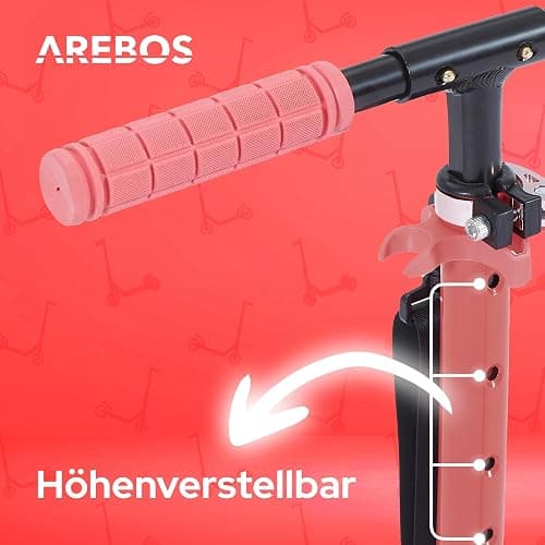 Arebos Cityroller Tretroller Scooter höhenverstellbar | klappbar | inkl. Traggurt | XXL Räder | Tritt-Bremse | für Kinder und Erwachsene | bis 100kg belastbar | Kickroller | Kickscooter thumbnail 5