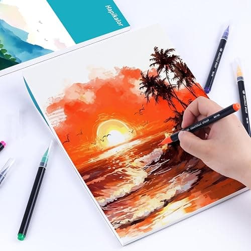 Hapikalor Watercolor Paper Pad, 9"x12" Water Color Paper, 140lb/300gsm Artist Painting Drawing Paper Book, Art Supplies for Adults Kids, Watercolors, Watercolor Paint Set, Sketchbook, Journal, Teal thumbnail 6