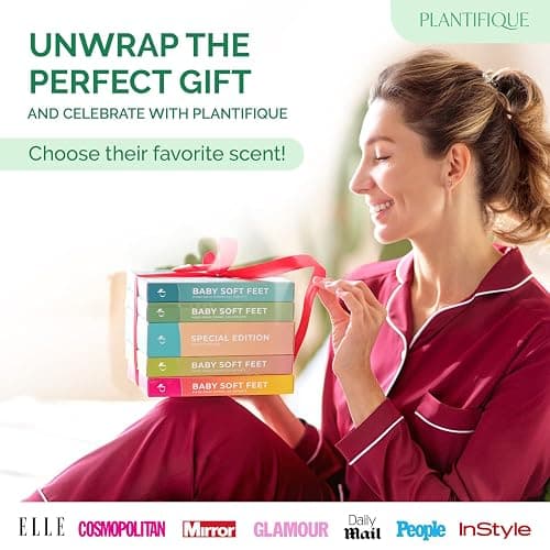 PLANTIFIQUE Foot Peeling Mask 2 Pack | Dermatologically Tested Repairs Heels & Removes Dry Dead Skin for Baby Soft Feet | Exfoliating Foot Peel Mask for Dry Cracked Feet | Peach thumbnail 6