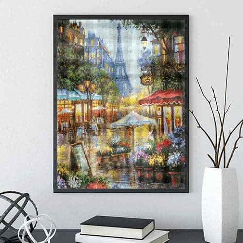 LANDFAIR Diamond Painting Kits - 15x20 inch Round Full Drill Flower Shop de Paris Diamond Art Kits for Adults thumbnail 3