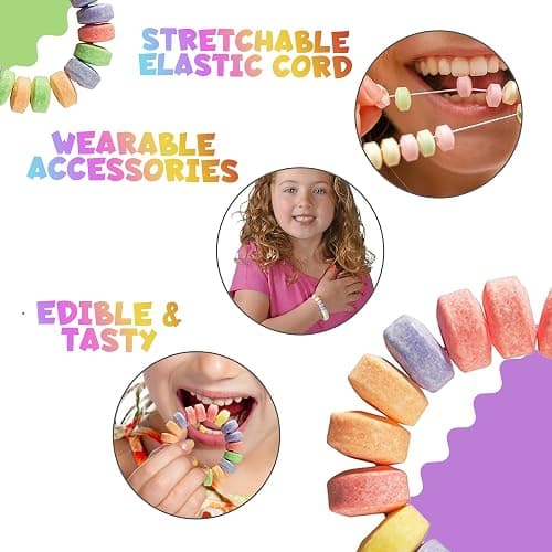 36-pack Bulk Candy Bracelets For Kids 2.5 Inch - Individually Wrapped - Stretchable Edible Colorful Fruit Flavor Rainbow Bracelets For Birthday Party Favors Supplies & Goodie Bags, Halloween Candy thumbnail 8
