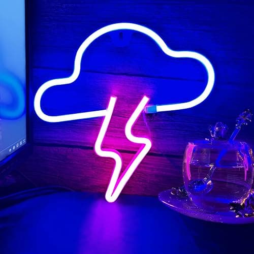 Neon Sign LED Cloud Lightning Neon Signs for Wall Decor Hanging Battery or USB Powered Light Up Neon Lights for Bedroom Aesthetic Kids Room Living Room Bar Party Christmas Wedding Pink thumbnail 8