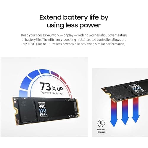 Samsung 990 EVO Plus SSD 4TB, PCIe Gen 4x4 | Gen 5x2 M.2, Speeds Up-to 7,250 MB/s, Upgrade Storage for PC/Laptops, HMB Technology and Intelligent Turbowrite 2.0, (MZ-V9S4T0B/AM) thumbnail 6