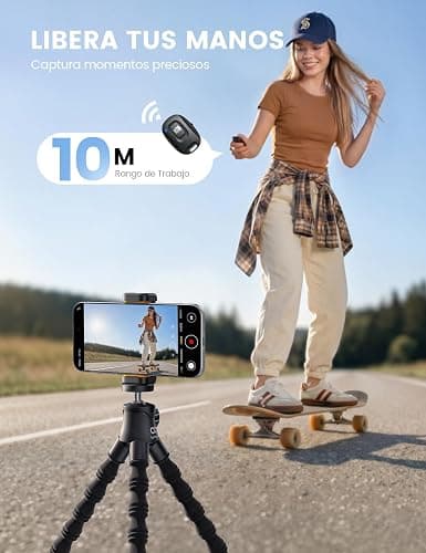 Lamicall Tripode para Móvil - [Ultraligero] Mini Tripode Flexible Portátil | con Control Remoto Inalámbrico, 360°Rotación, Trípode con Tornillo 1/4'' y Zapata Fría para iPhone/Android/Cámara/para GoPro thumbnail 3