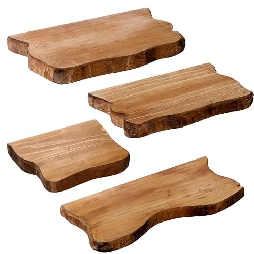 Pinkunn 4 Pcs Floating Shelves for Wall Rustic Wall-Mounted Natural Wooden Shelves Solid Wood with Live Edge Design Bathroom Bedroom Kitchen Storage Living Room Decor Nursery Shelf(4 Pcs,Small) thumbnail 4