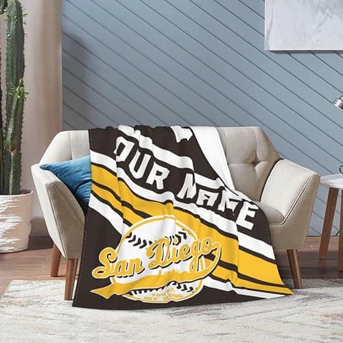 Custom Blanket for Bed Fans Gift Baseball City Name and Number Winter Summer Fleece Throw Blankets Personalized, 40"x50", 50"x60", 60"x80" thumbnail 8