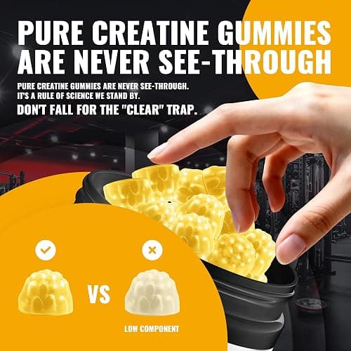 Natures Aid Creatine Monohydrate Gummies (5g) – Pre-Workout Energy & Muscle Growth Support for Men & Women | Orange Electrolyte Gummies (135 Count) thumbnail 4