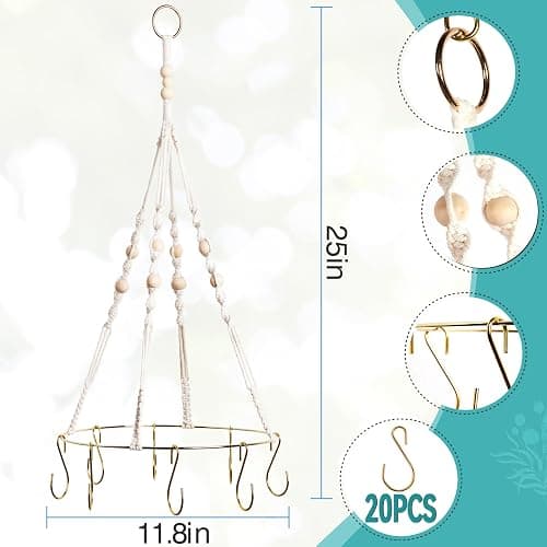 2pack Herb Drying Rack With 20pcs Golden Herb Dryer Hooks, Golden Color thumbnail 3