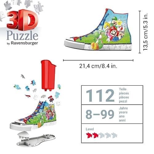 Ravensburger - Super Mario Sneaker - 3D Jigsaw Puzzle - Build a Full-Size Sneaker with Classic Mario Artwork - 108 Sturdy Plastic Pieces - Premium Quality - Display or Use as Storage thumbnail 3
