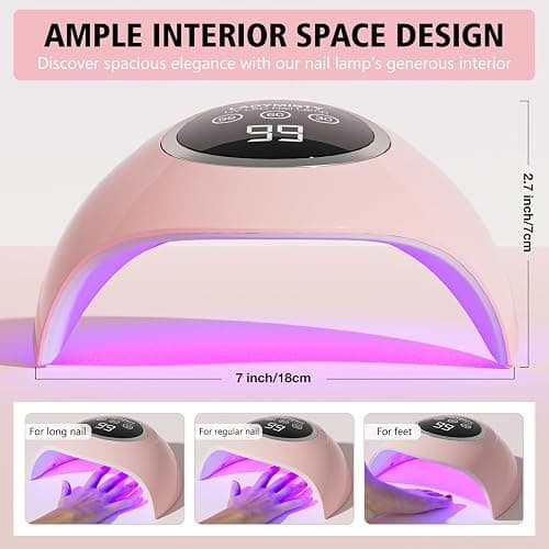 LadyMisty 72W UV LED Nail Lamp UV Light for Gel Nails with 18 Lamp Beads, 3 Timer Settings Nail Dryer, LCD Touch Display Nail UV Light , Professional Nail Lamps for Gel Polish, Pink Gel Nail Lamp thumbnail 3