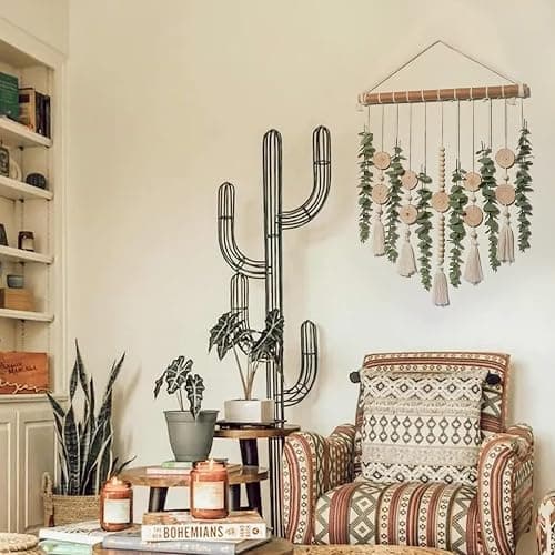 GIAUMA Artificial Eucalyptus Wall Hanging Decor Fake Plant Greenery Leaves Chip Strands Beads Garland on 16.5 inch Stick Boho Rustic Farmhouse Nature Bathroom Bedroom Living Room Decorations thumbnail 6