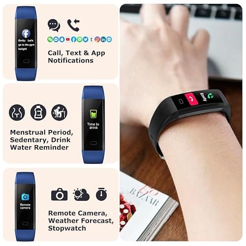 Fitness Tracker with Step/Distance/Calories Counter, Activity Tracker with Heart Rate Monitor, Slim Style Watch IP68 Waterproof, Sleep Monitor Tracker, Pedometer Watch for Women Men thumbnail 5