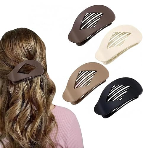 4PCS Flat Hair Clips for Women Simple Duckbill Hair Clips for Women Thick Elegant Hair Flat Claw Clips for Thin Hair for Curly Straight Non Slip Duckbills Flat Hairs Clips Strong Hold Barrettes - Image 1