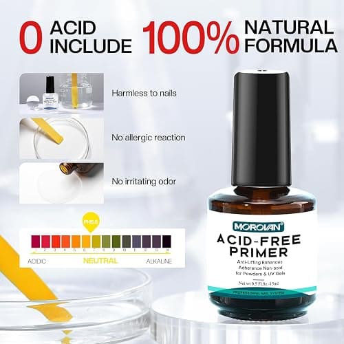 Morovan Professional Natural Nail Prep Dehydrate and Acid-Free Primer, Dehydrator for Acrylic and Gel Nail Polish, Non Acid Primer for UV Gels Fast Dry Superior Bonding Agent Gift Box Set thumbnail 4