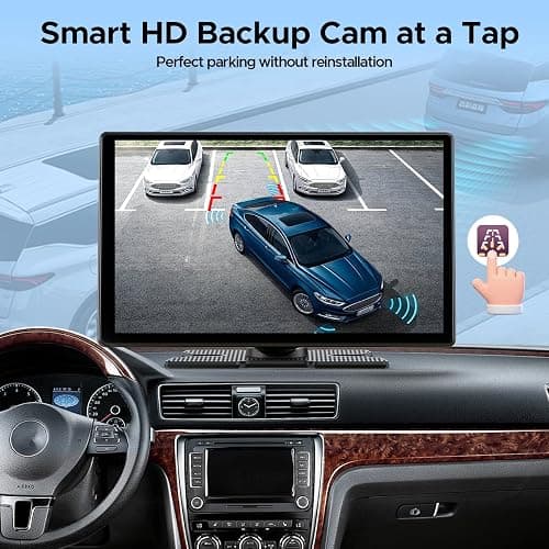 LAMTTO 9" Wireless CarPlay Screen with Net-Flix YouTube Apps Protable Car Play Screen for Apple Carplay and Android Auto with Backup Camera Navigation Bluetooth Voice Control AUX Siri thumbnail 4