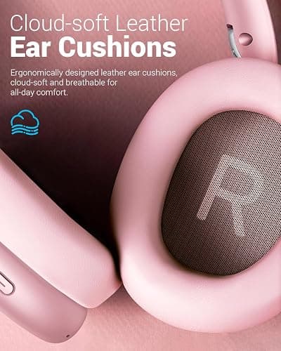 Wentronic Y01 Wireless Over Ear Headphones, Noise Canceling Bluetooth 5.3 Headphones with Microphones,Hi-Res Audio,48H Playtime,Foldable,Breathable Soft Earpads for iOS/Android/Samsung/PC-Pink thumbnail 5