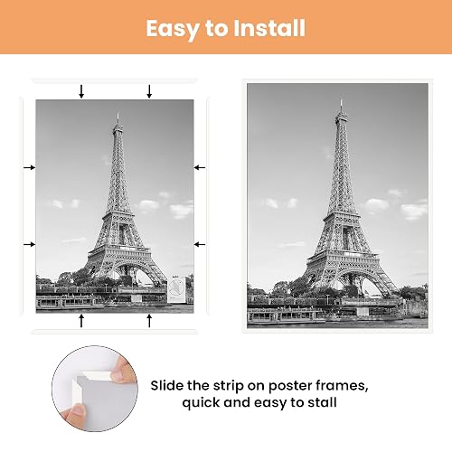 upsimples 16x24 Picture Frame White 3 Pack, Scratch-Proof Poster Frames 16 x 24 for Photo Gallery - Slide-In Strips, Horizontal or Vertical Wall Mounting thumbnail 4